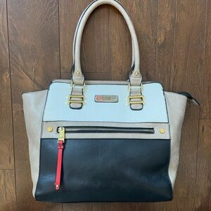 Adrienne Vittadini Black and Cream Satchel